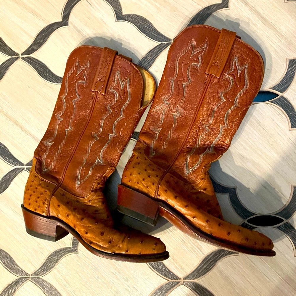 Lucchese ostrich and leather cowboy boot 6.5